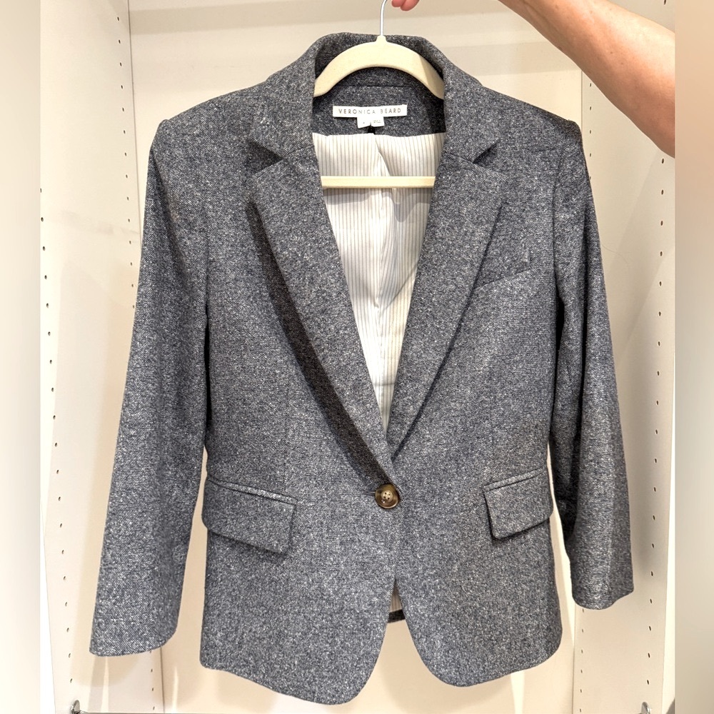 Veronica Beard Denim Schoolboy Dickey Jacket Blazer